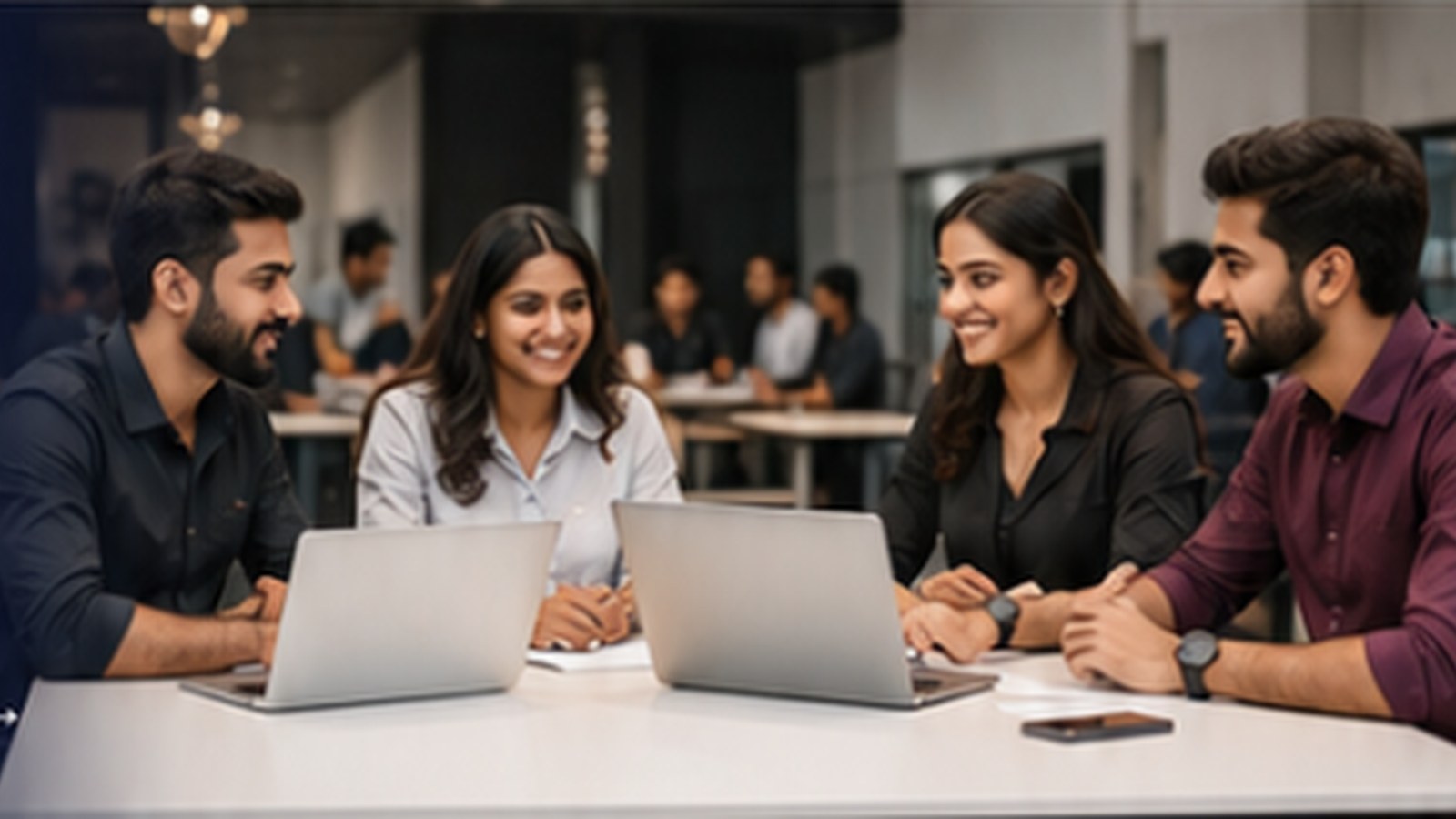 Students collaborating in a modern learning environment